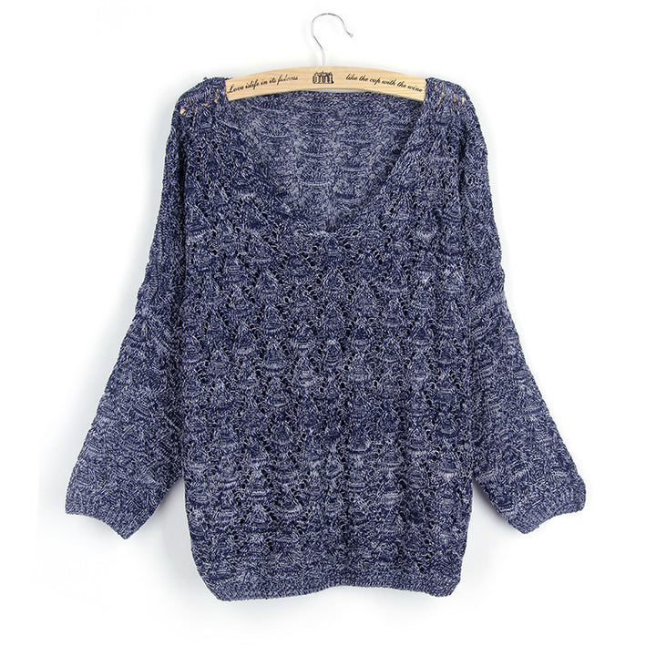 Damen Strickpullover mit dekorativem Lochmuster und weit geschnittenen Ärmeln Drune