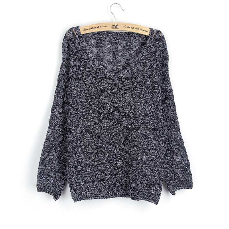 Damen Strickpullover mit dekorativem Lochmuster und weit geschnittenen Ärmeln Drune