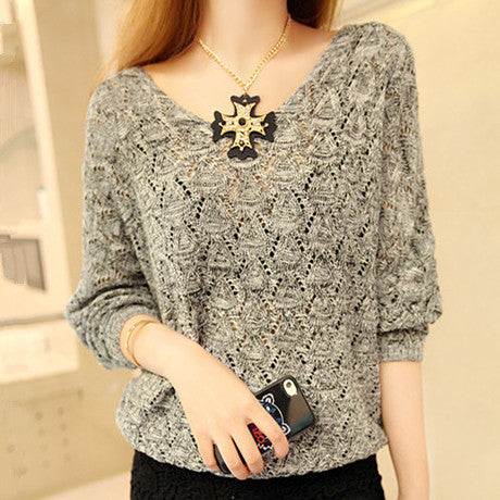 Damen Strickpullover mit V-Ausschnitt und luftiger Lochstruktur Drune
