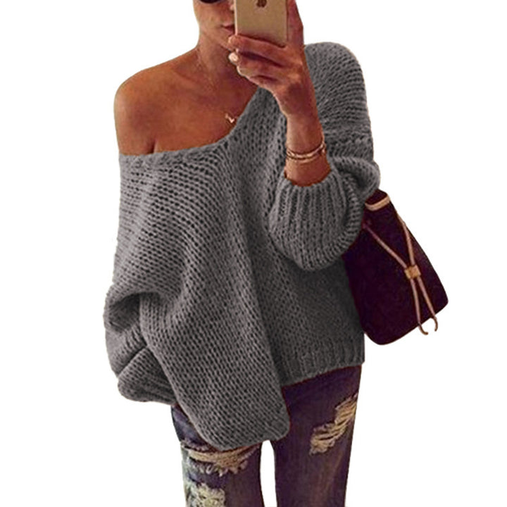 Damen Off-Shoulder Strickpullover mit lockerer Passform Drune