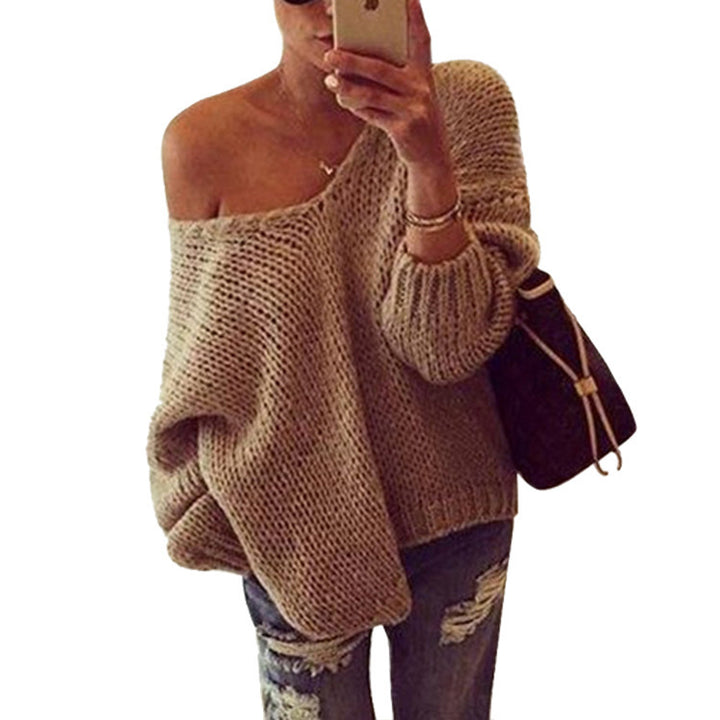 Damen Off-Shoulder Strickpullover mit lockerer Passform Drune