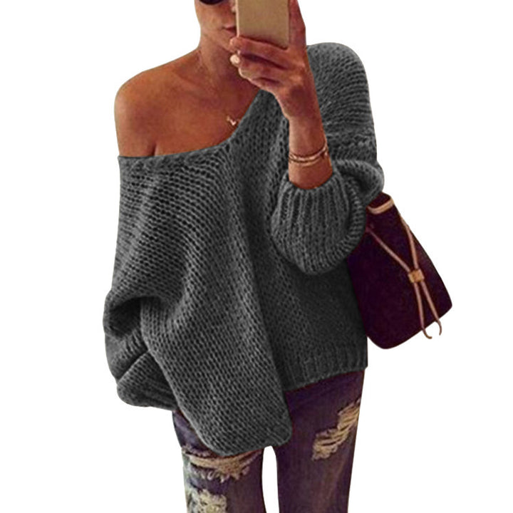 Damen Off-Shoulder Strickpullover mit lockerer Passform Drune