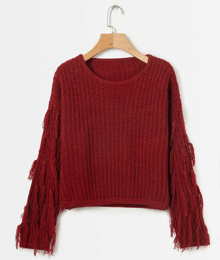 Damen Pullover mit Fransendetails Drune
