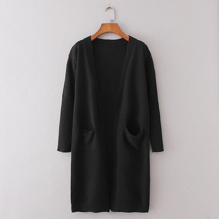 Damen Lange Strickjacke mit tiefen Taschen und offenem Schnitt Drune