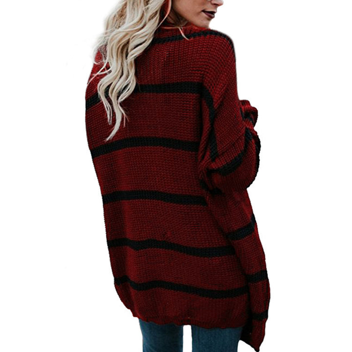 Damen Grobstrickpullover mit lässigem Schnitt und modernen Streifen Drune