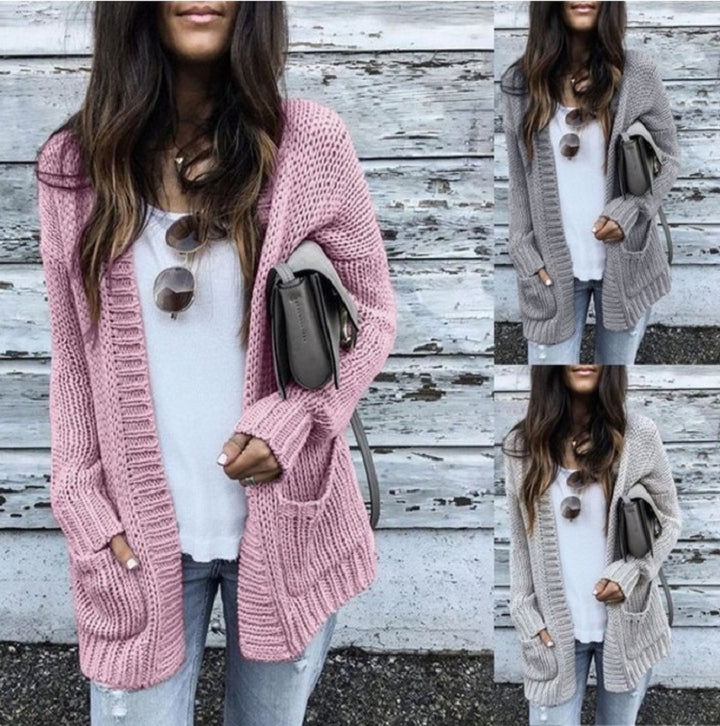 Damen Grobstrickjacke mit lässigen Taschen und offener Front Drune
