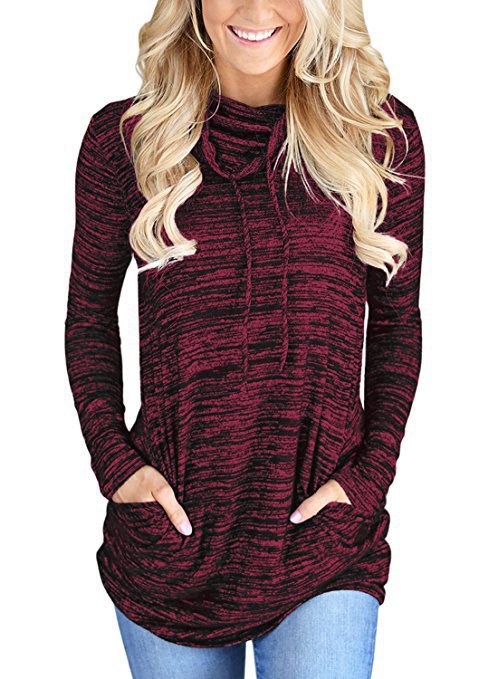 Damen lässiges Langarmshirt mit asymmetrischem Saum Drune