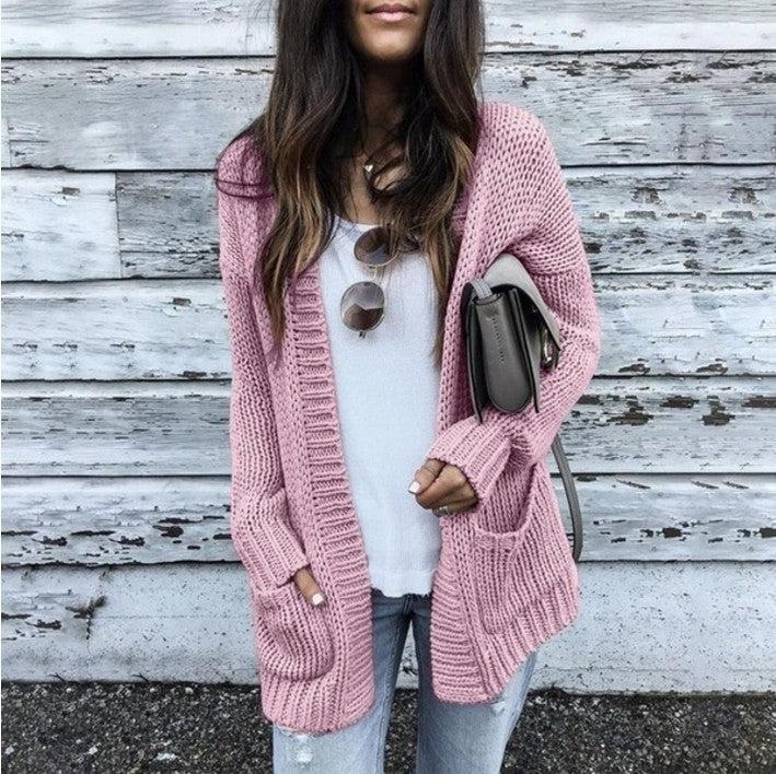 Damen Grobstrickjacke mit lässigen Taschen und offener Front Drune