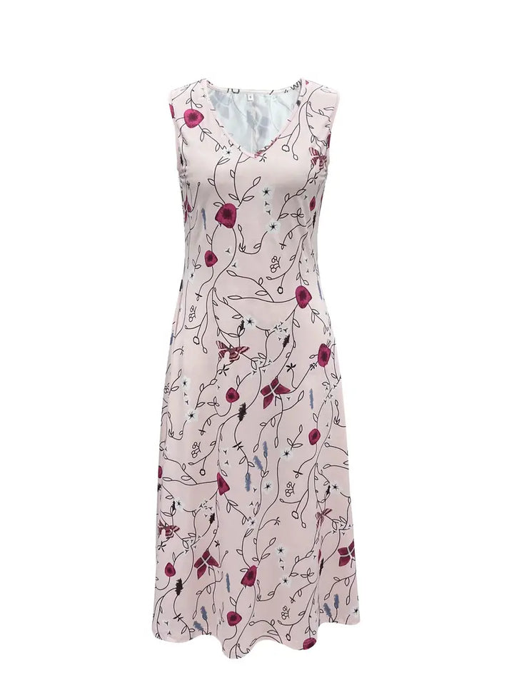 Drune | Geteilter Kleid mit V-Ausschnitt und Ärmellose Oberteil mit Blumenmuster
