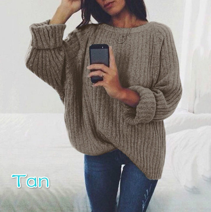 Damen Grobstrickpullover mit lockerer Passform und trendigem Rippenmuster Drune