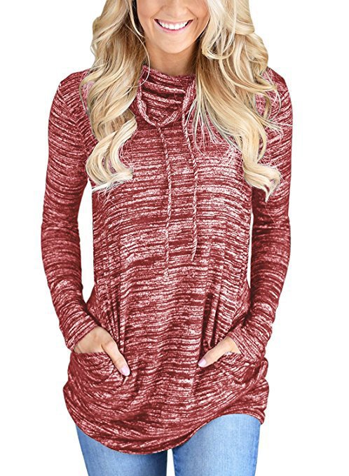 Damen lässiges Langarmshirt mit asymmetrischem Saum Drune