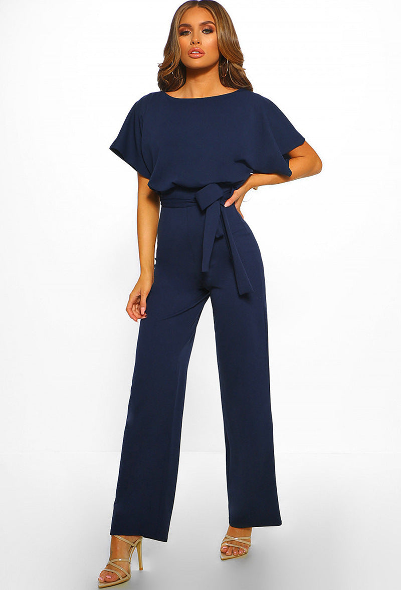 Damen eleganter weiter Beins Overall mit Bund Detail Drune