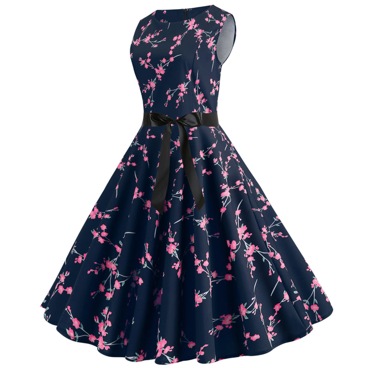 Damen Midi-Kleid mit floralem Spitzenmuster und elegantem Taillengürtel Drune