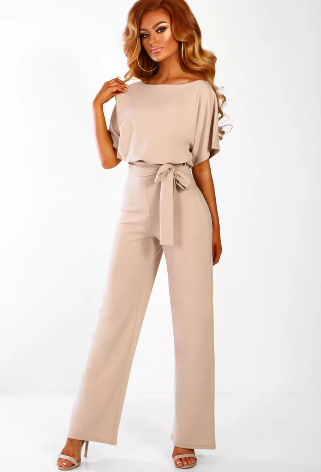 Damen eleganter weiter Beins Overall mit Bund Detail Drune