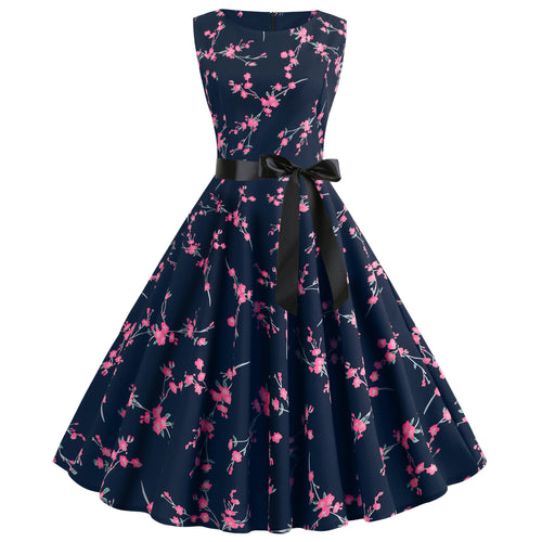 Damen Midi-Kleid mit floralem Spitzenmuster und elegantem Taillengürtel Drune
