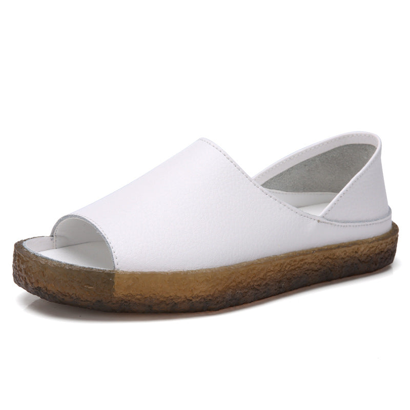 Damen nan perforierte Leder-Sandalette mit offenem Zehenbereich, anatomischem Komfortfußbett und stoßdämpfender Kautschuksohle Drune