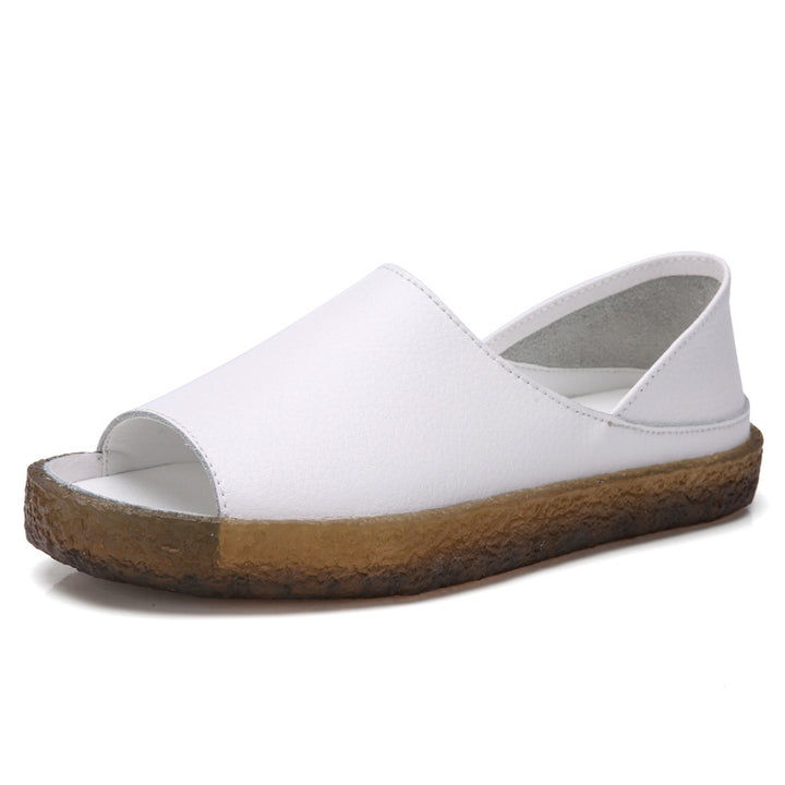 Damen nan perforierte Leder-Sandalette mit offenem Zehenbereich, anatomischem Komfortfußbett und stoßdämpfender Kautschuksohle Drune