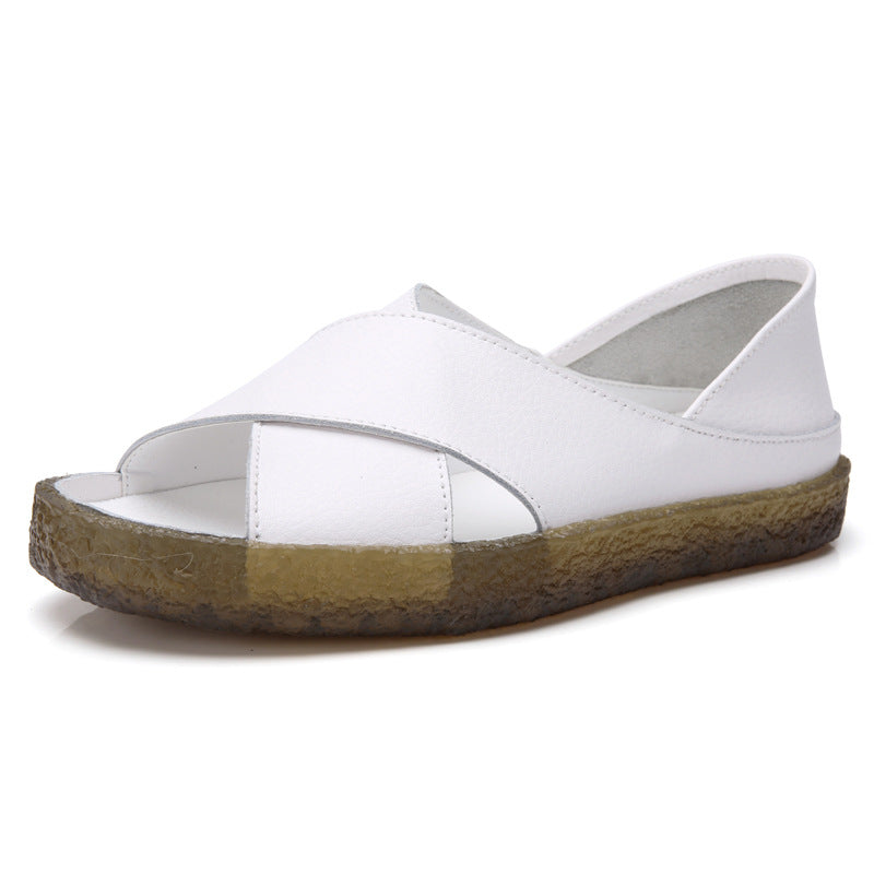 Damen nan perforierte Leder-Sandalette mit offenem Zehenbereich, anatomischem Komfortfußbett und stoßdämpfender Kautschuksohle Drune