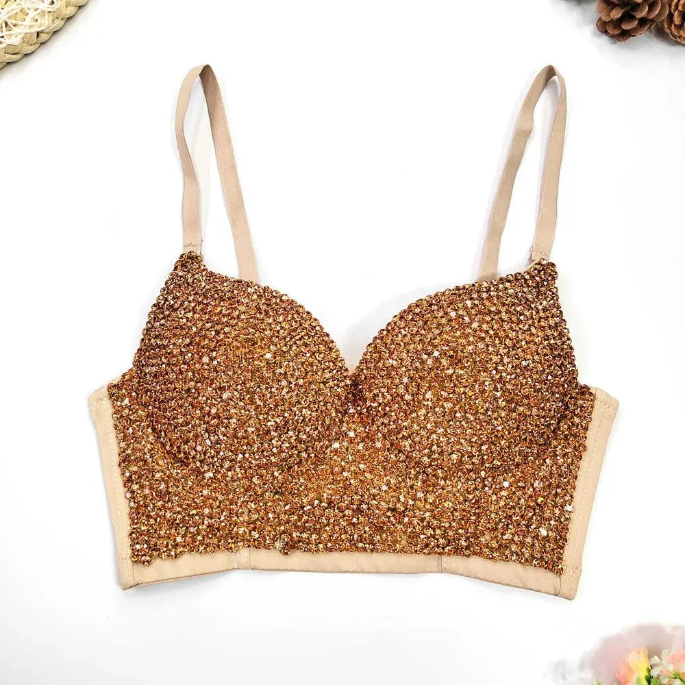Drune | Top sexy mit V-Ausschnitt im Bustier-Stil mit leichten Diamanten