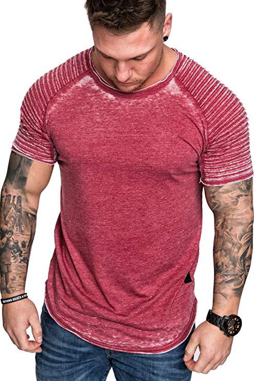 Herren Sportliches T-Shirt mit strukturiertem Schulterdesign Drune
