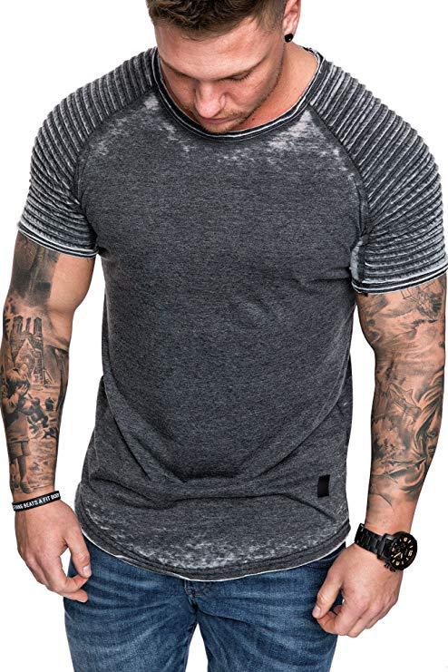 Herren Sportliches T-Shirt mit strukturiertem Schulterdesign Drune