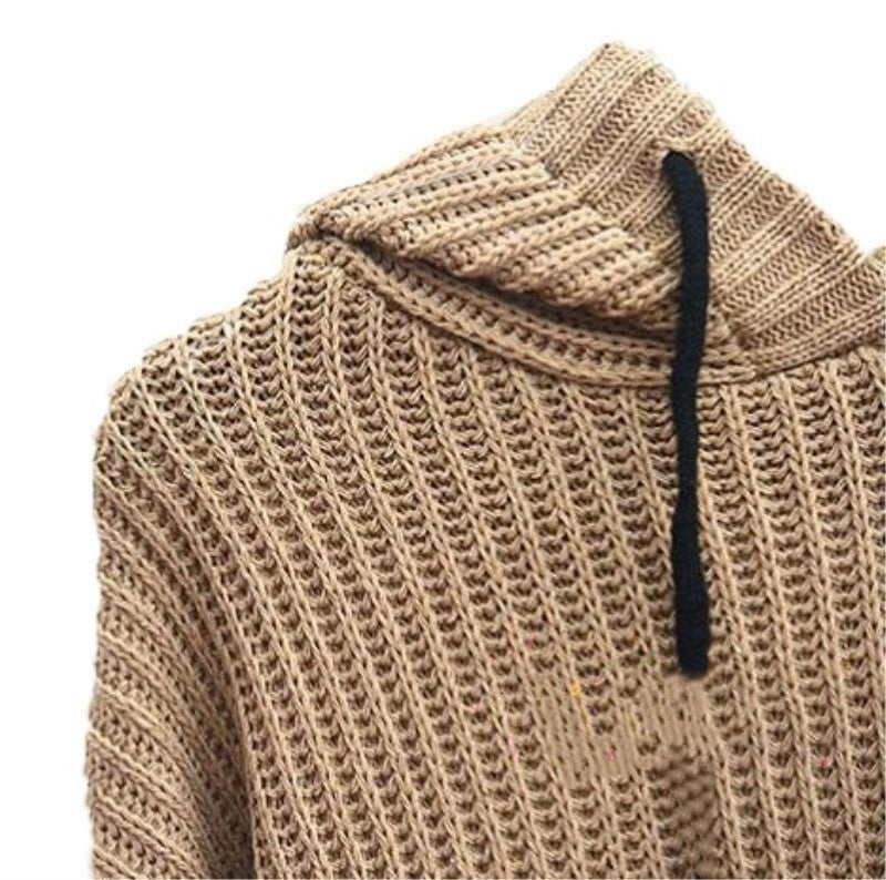 Damen Grobstrickpullover mit Kapuze und weitem Schnitt Drune