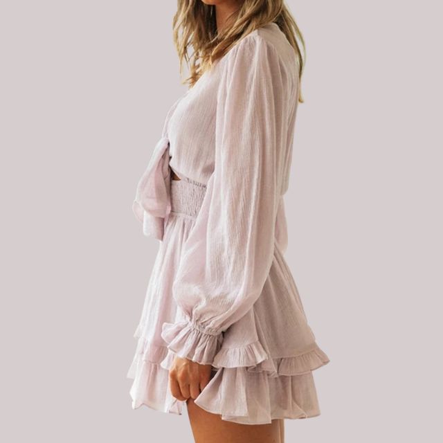 Drune | Wickelkleid mit Rüschen und Taillenban