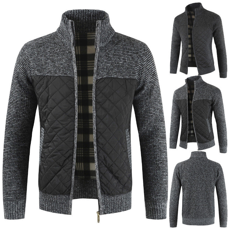 Herren nan gesteppter Strickcardigan mit Stehkragen, Thermofutter und Reißverschluss Drune