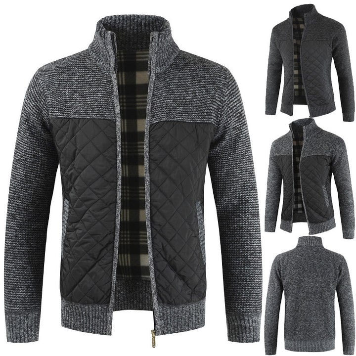 Herren nan gesteppter Strickcardigan mit Stehkragen, Thermofutter und Reißverschluss Drune