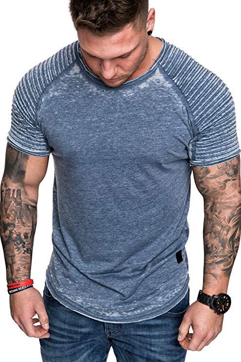 Herren Sportliches T-Shirt mit strukturiertem Schulterdesign Drune