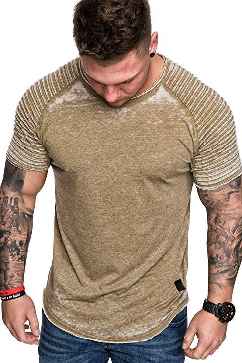 Herren Sportliches T-Shirt mit strukturiertem Schulterdesign Drune