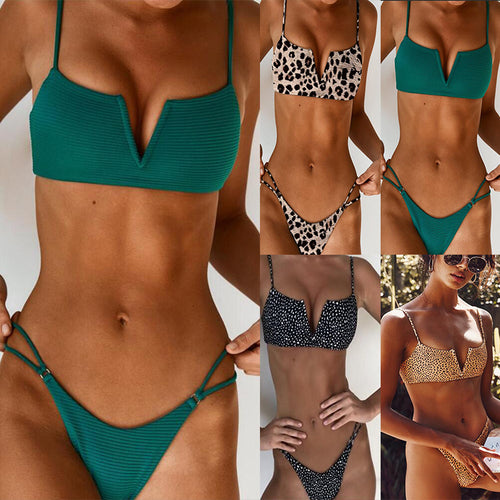 Damen Hoch geschnittener Bikini mit raffiniertem Rippendesign Drune