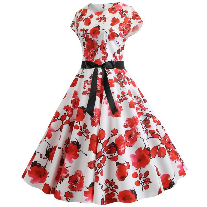 Damen Swingkleid mit floralem Muster und Betondetails Drune