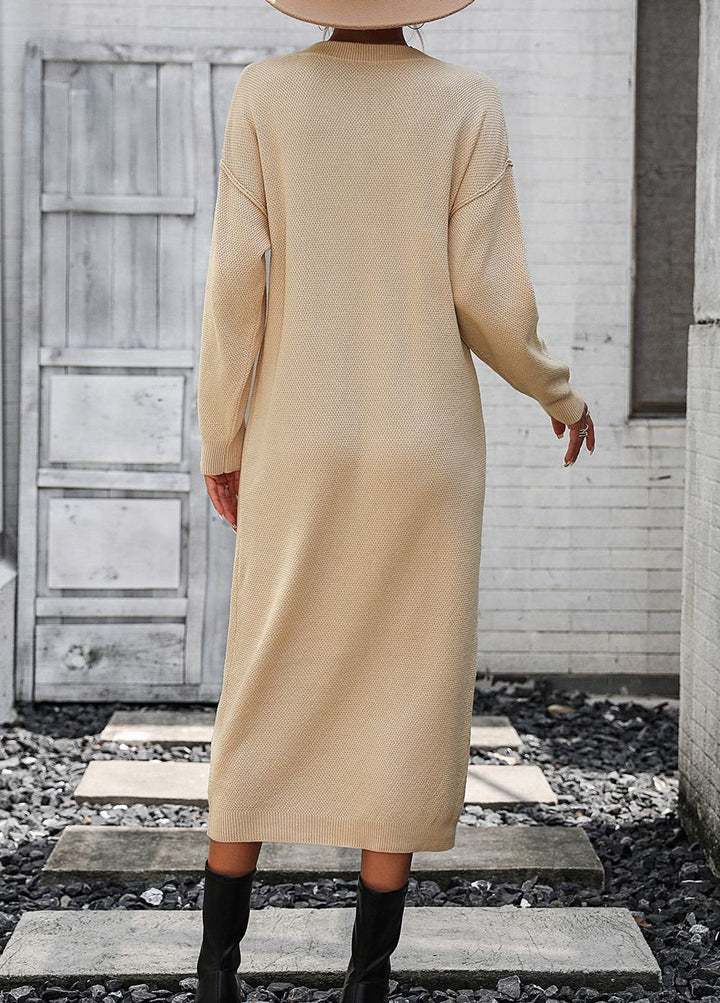 Drune | Schicker Herbst Sweatkleid mit Knopfdetail für Frauen