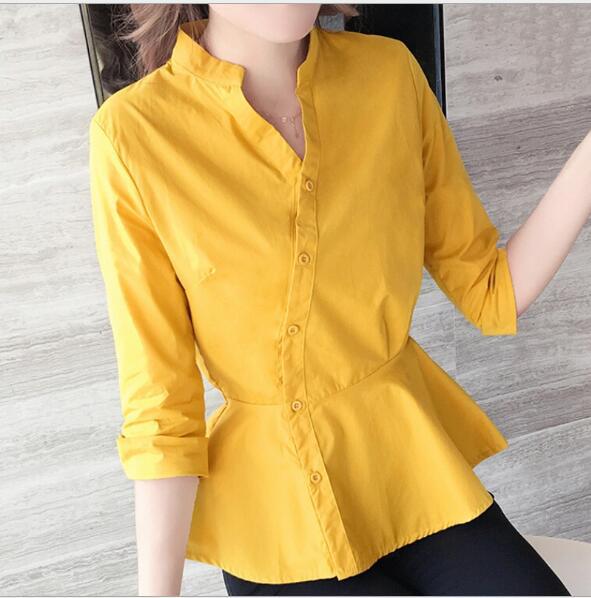 Damen Bluse mit peplum Schnitt und modernem Stehkragen Drune