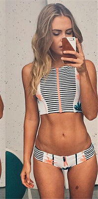 Damen Cropped Badeset mit asymmetrischem Reißverschluss Drune