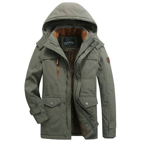 Herren nan gefütterte Winterparka mit Teddyfutter, abnehmbarer Kapuze und multiplen Taschen Drune
