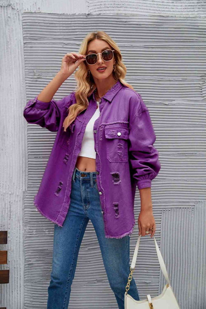 Drune | Zerrissene Rohsaum-Denimjacke
