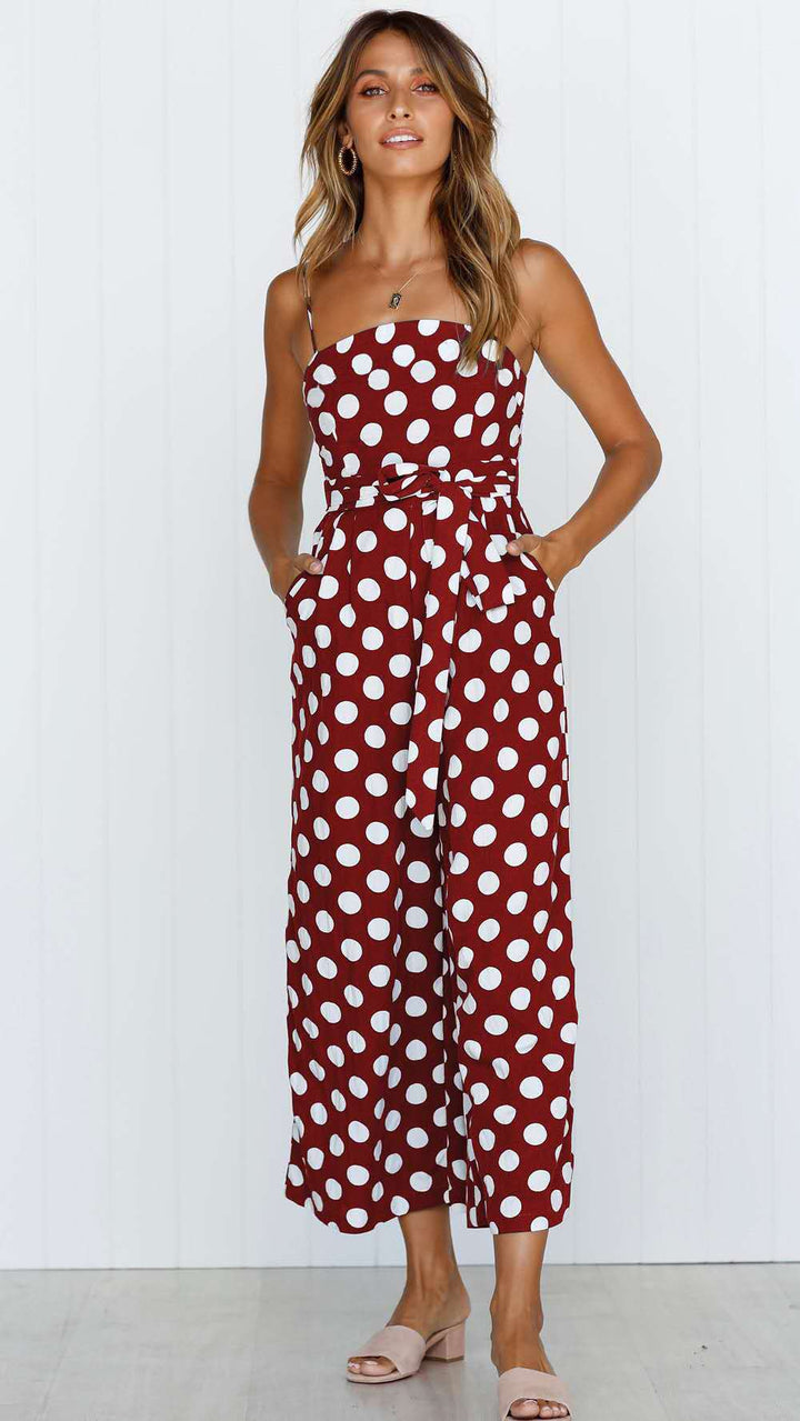 Damen Jumpsuit mit weitem Bein und dekorativem Bindegürtel Drune