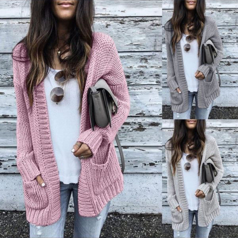 Damen Strickjacke mit tiefem V-Ausschnitt und praktischen Taschen Drune