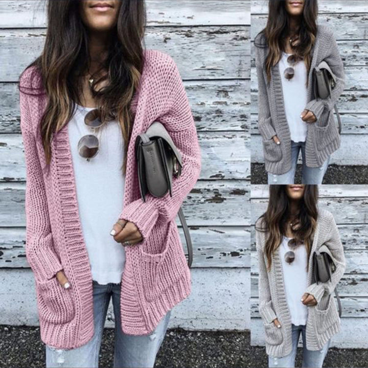 Damen Strickjacke mit tiefem V-Ausschnitt und praktischen Taschen Drune