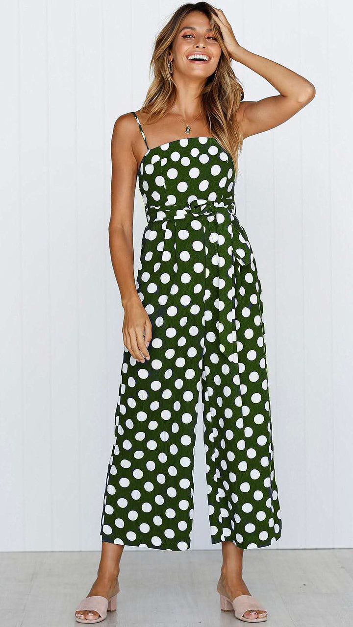 Damen Jumpsuit mit weitem Bein und dekorativem Bindegürtel Drune