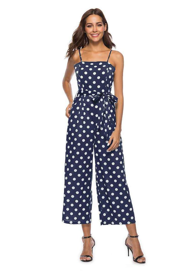 Damen Jumpsuit mit weitem Bein und dekorativem Bindegürtel Drune