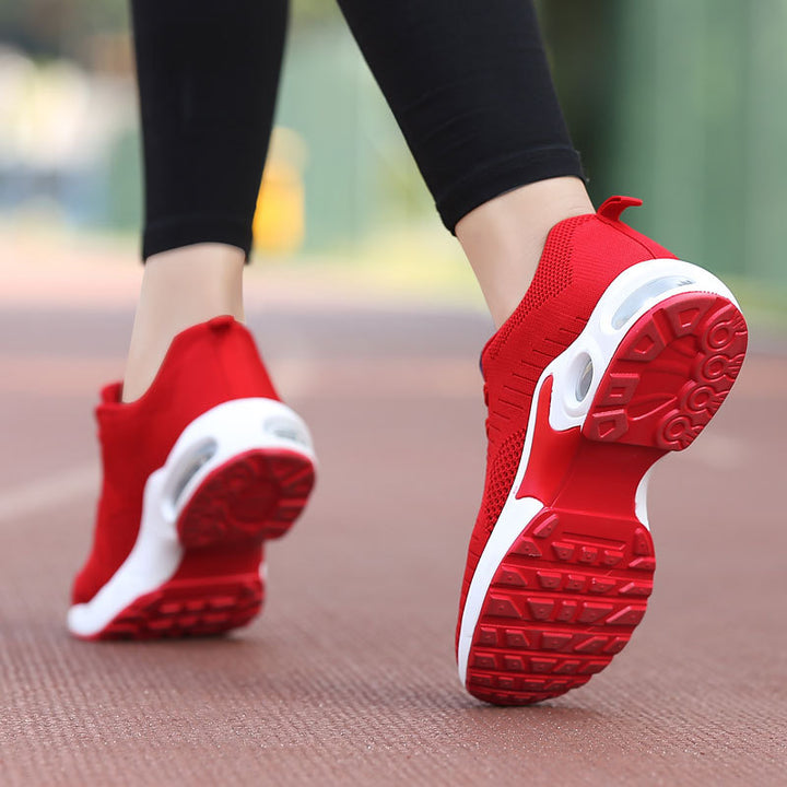 Damen nan leichte Strick-Fitnesssneaker mit sichtbarer Luftkammer-Dämpfung und viskoelastischer Innensohle Drune