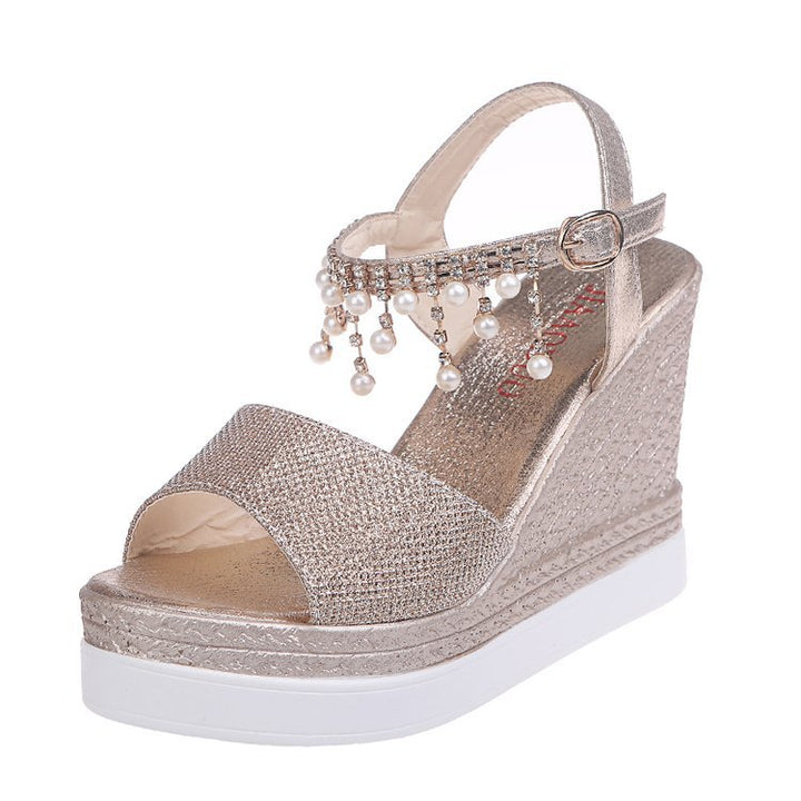 Damen Wedge-Sandaletten mit funkelndem Zierdesign und komfortablem Fußbett Drune