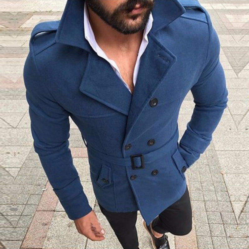 Herren modischer Trenchcoat mit gefüttertem Kragen und Gürtel Drune