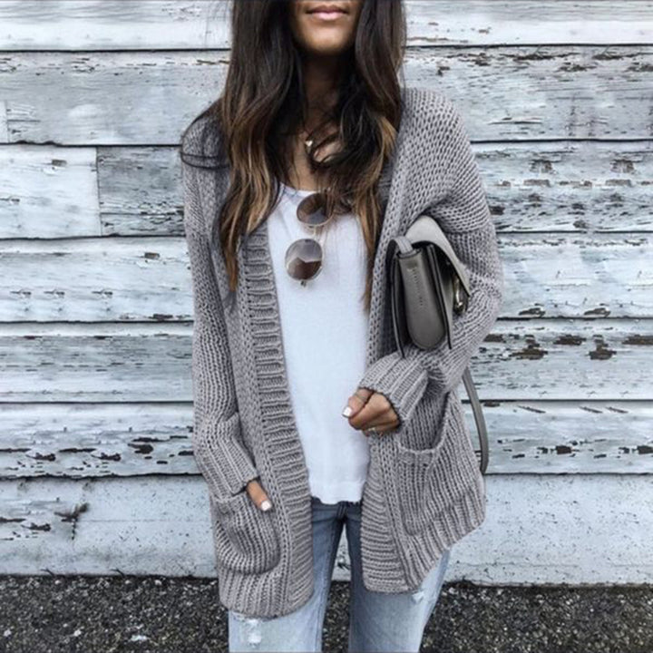 Damen Grobstrickcardigan mit lässigem Schnitt und tiefen Taschen Drune