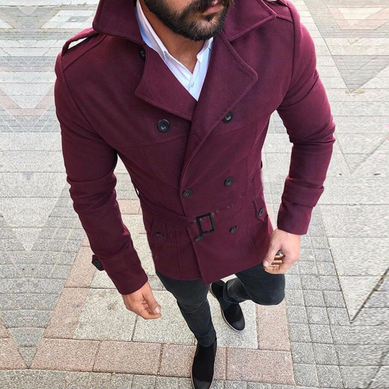 Herren modischer Trenchcoat mit gefüttertem Kragen und Gürtel Drune