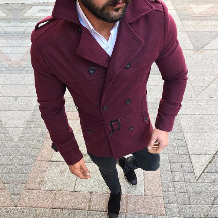 Herren modischer Trenchcoat mit gefüttertem Kragen und Gürtel Drune