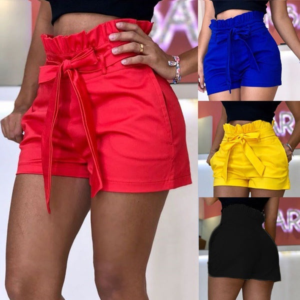 Damen Shorts mit hohem Bund und Bindegürtel Drune